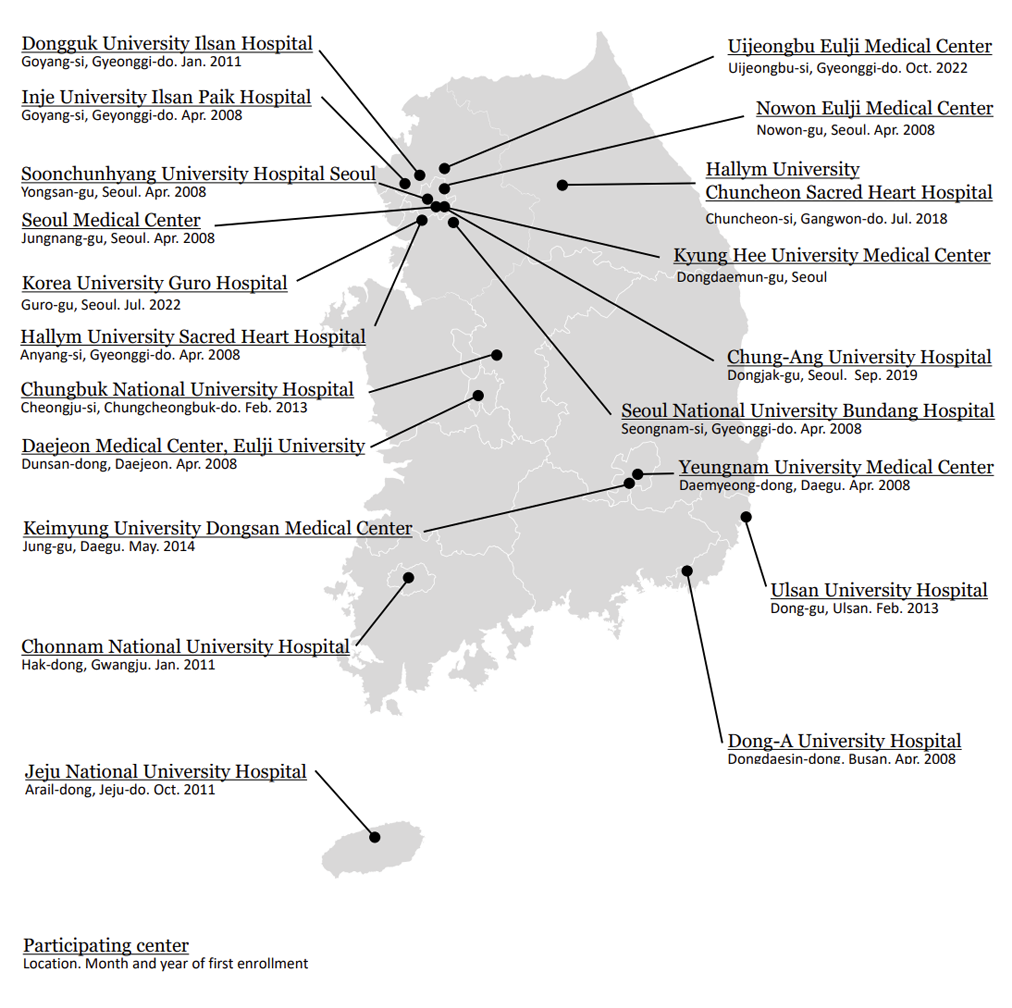 Participating stroke centers map